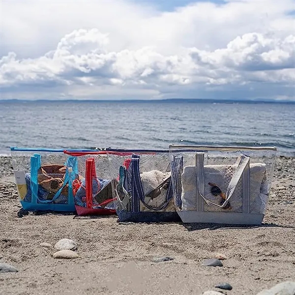Custom Waterproof PVC Clear Beach Travel Zipper Tote Bag - Custom Waterproof PVC Clear Beach Travel Zipper Tote Bag - Image 5 of 6