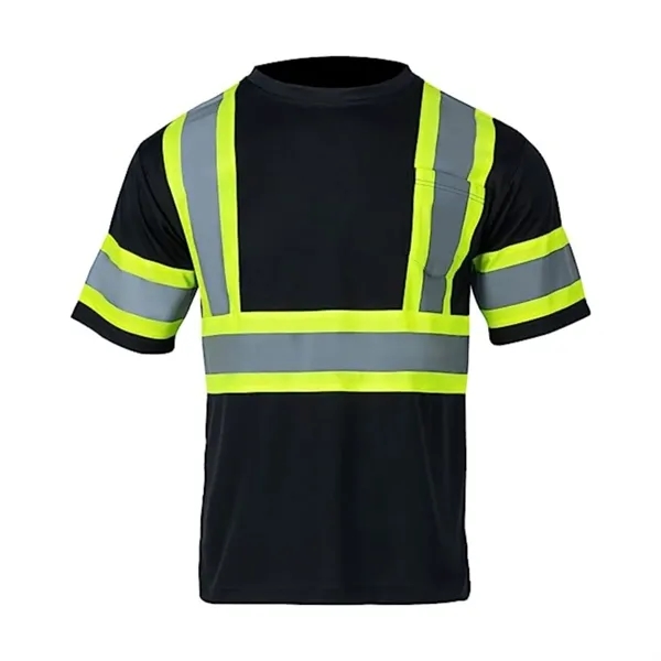 Hi Vis Reflective Two Tone Mesh Safety Work Shirt w/ Pocket - Hi Vis Reflective Two Tone Mesh Safety Work Shirt w/ Pocket - Image 1 of 5