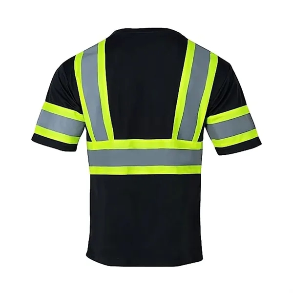 Hi Vis Reflective Two Tone Mesh Safety Work Shirt w/ Pocket - Hi Vis Reflective Two Tone Mesh Safety Work Shirt w/ Pocket - Image 2 of 5