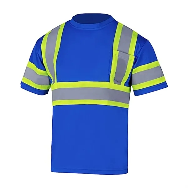 Hi Vis Reflective Two Tone Mesh Safety Work Shirt w/ Pocket - Hi Vis Reflective Two Tone Mesh Safety Work Shirt w/ Pocket - Image 3 of 5