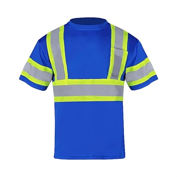 Hi Vis Reflective Two Tone Mesh Safety Work Shirt w/ Pocket - Hi Vis Reflective Two Tone Mesh Safety Work Shirt w/ Pocket - Image 4 of 5