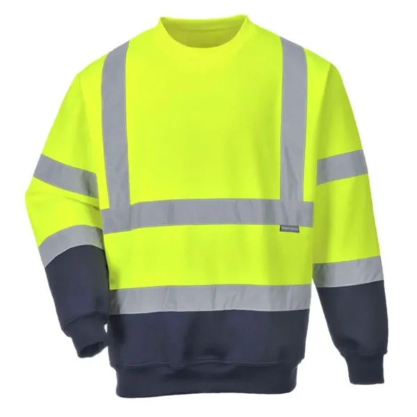 Hi-Vis Class 3 Reflective Tape Safety Workwear Sweatshirt - Hi-Vis Class 3 Reflective Tape Safety Workwear Sweatshirt - Image 1 of 4