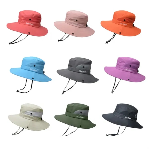 Outdoor Wide-Brim Foldable Sun Hat with Ponytail-Hole - Outdoor Wide-Brim Foldable Sun Hat with Ponytail-Hole - Image 3 of 3