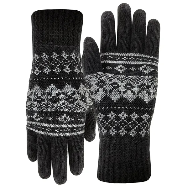 Winter Knit Rolled Beanie Cap, Socks & Text Gloves Combo - Winter Knit Rolled Beanie Cap, Socks & Text Gloves Combo - Image 4 of 4