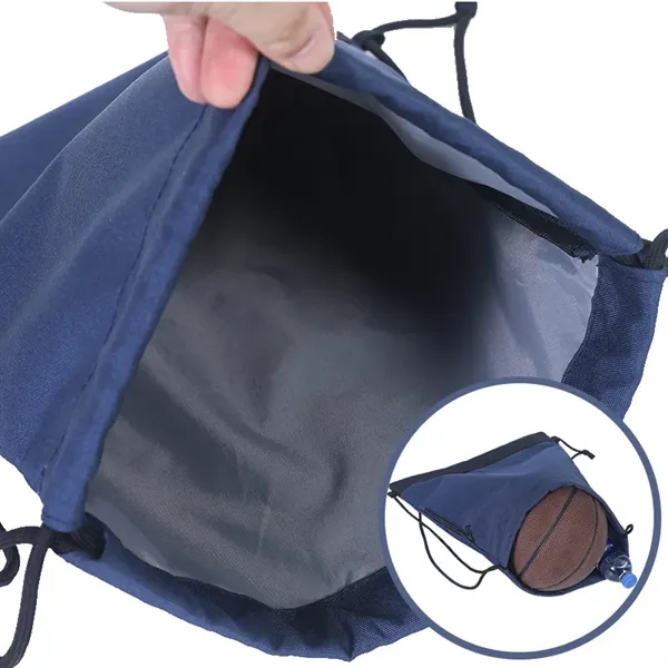 Waterproof Oxford Drawstring Backpack with Pocket Tote Bag - Waterproof Oxford Drawstring Backpack with Pocket Tote Bag - Image 2 of 5