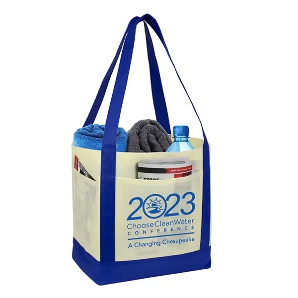 18" x 12" x 7" - THE CRUISER Faux Canvas 3-Pocket Value Tote - 18" x 12" x 7" - THE CRUISER Faux Canvas 3-Pocket Value Tote - Image 4 of 30