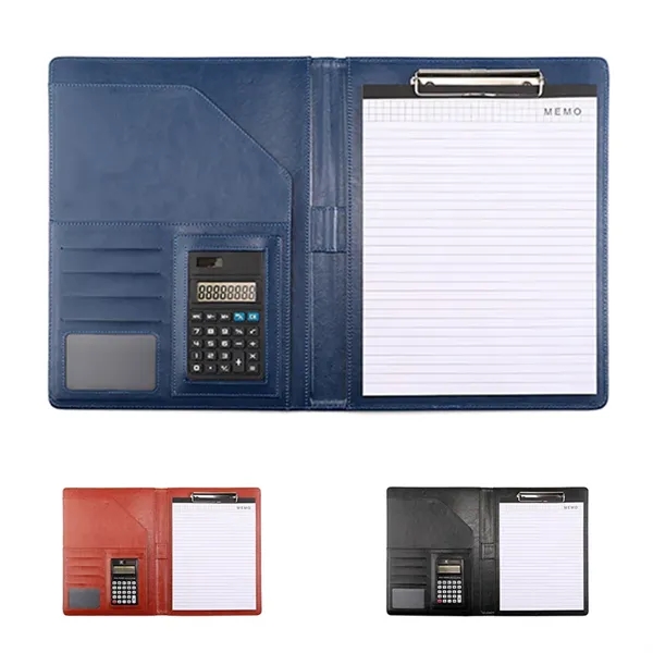 A4 PU Leather Portfolio Folder With Notepad And Calculator - A4 PU Leather Portfolio Folder With Notepad And Calculator - Image 0 of 4