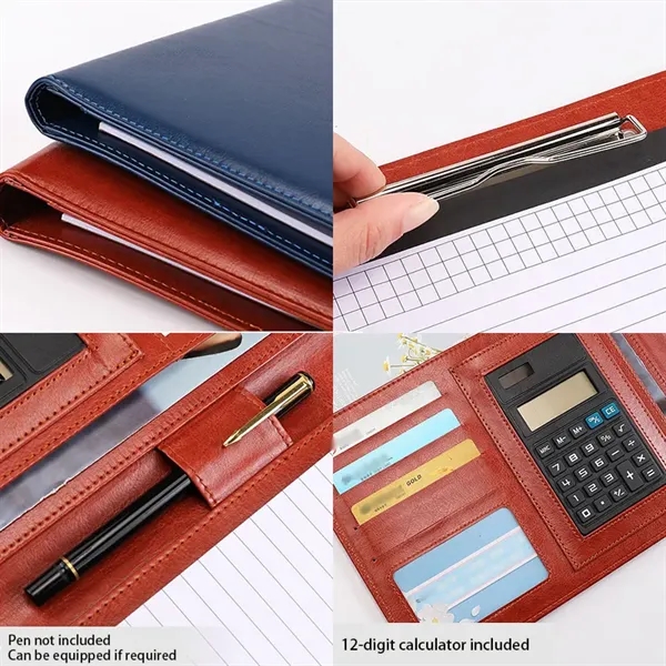 A4 PU Leather Portfolio Folder With Notepad And Calculator - A4 PU Leather Portfolio Folder With Notepad And Calculator - Image 1 of 4