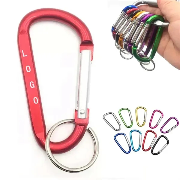 Aluminum D Ring Shape Carabiner With Keyring - Aluminum D Ring Shape Carabiner With Keyring - Image 0 of 8