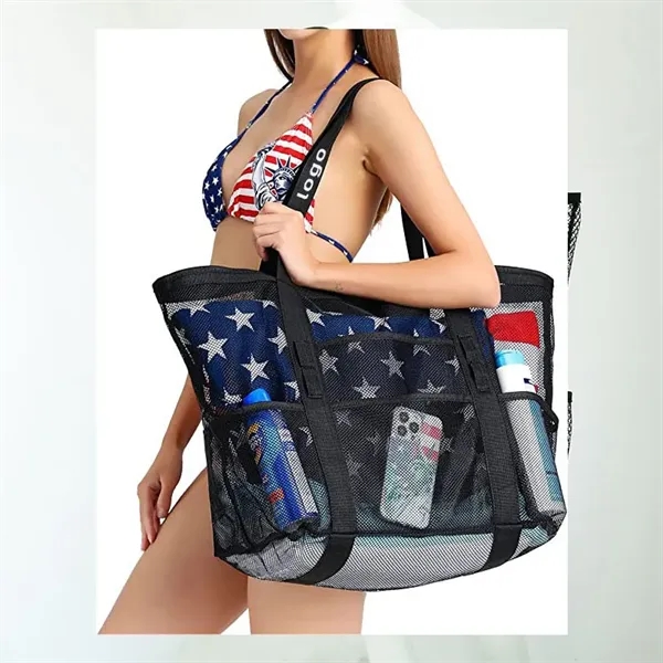 Mesh Oversized Beach Tote Toy Bag - Mesh Oversized Beach Tote Toy Bag - Image 0 of 3