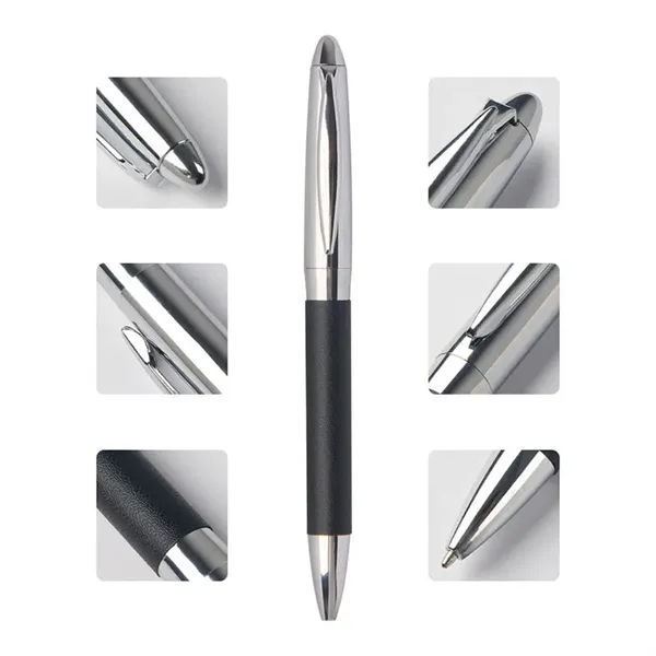 Twist Action Leather Metal Ballpoint Pen - Twist Action Leather Metal Ballpoint Pen - Image 1 of 1