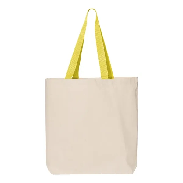 Q-Tees 11L Canvas Tote with Contrast-Color Handles - Q-Tees 11L Canvas Tote with Contrast-Color Handles - Image 35 of 36