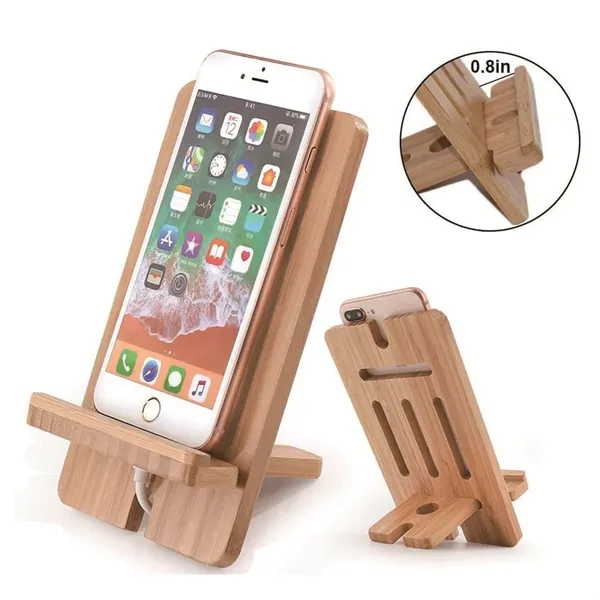 2 in 1 Natural Bamboo Cell Phone Stand - 2 in 1 Natural Bamboo Cell Phone Stand - Image 0 of 4