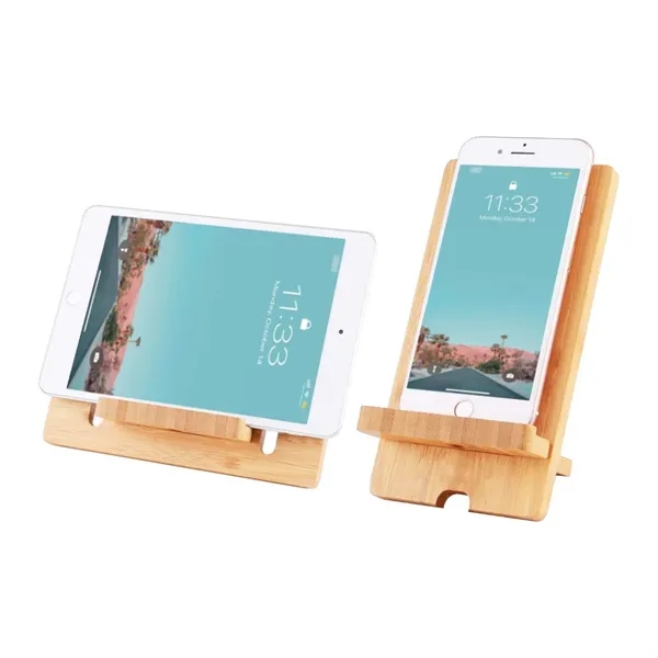 2 in 1 Natural Bamboo Cell Phone Stand - 2 in 1 Natural Bamboo Cell Phone Stand - Image 1 of 4