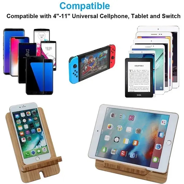 2 in 1 Natural Bamboo Cell Phone Stand - 2 in 1 Natural Bamboo Cell Phone Stand - Image 2 of 4