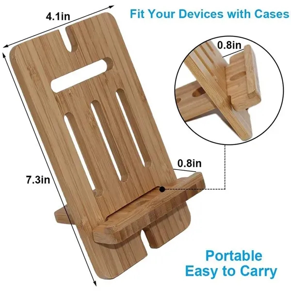 2 in 1 Natural Bamboo Cell Phone Stand - 2 in 1 Natural Bamboo Cell Phone Stand - Image 3 of 4