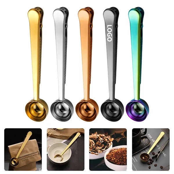 2-in-1 Stainless Steel Coffee Scoop Clip - 2-in-1 Stainless Steel Coffee Scoop Clip - Image 0 of 1