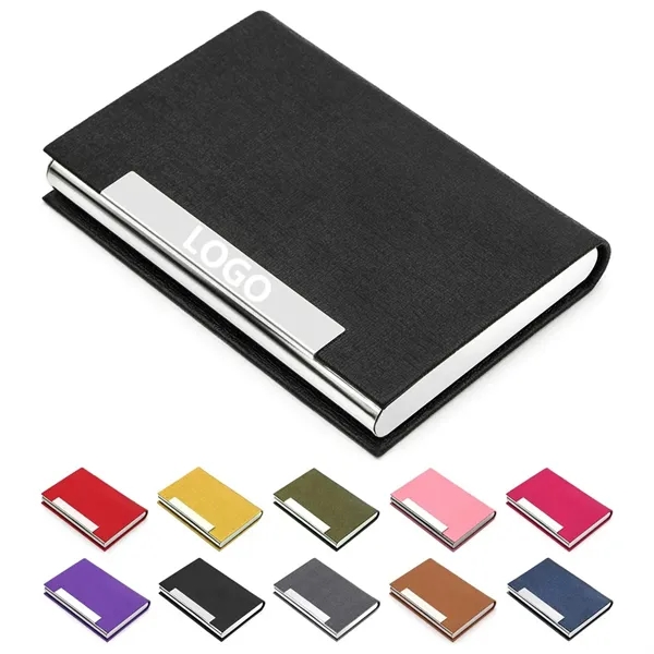 PU Leather Business Card Holder Stainless Steel Case - PU Leather Business Card Holder Stainless Steel Case - Image 0 of 1