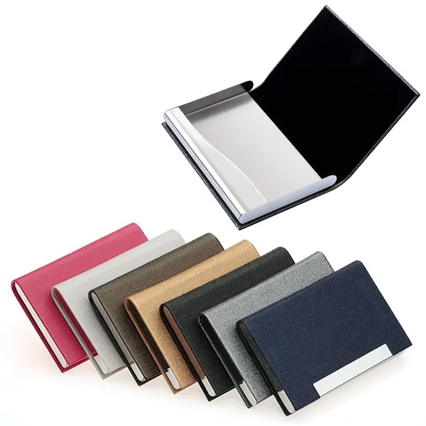 PU Leather Business Card Holder Stainless Steel Case - PU Leather Business Card Holder Stainless Steel Case - Image 1 of 1