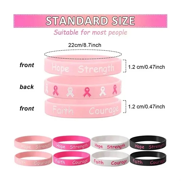 Breast Cancer Awareness Bracelets Silicone Pink Ribboon - Breast Cancer Awareness Bracelets Silicone Pink Ribboon - Image 2 of 3