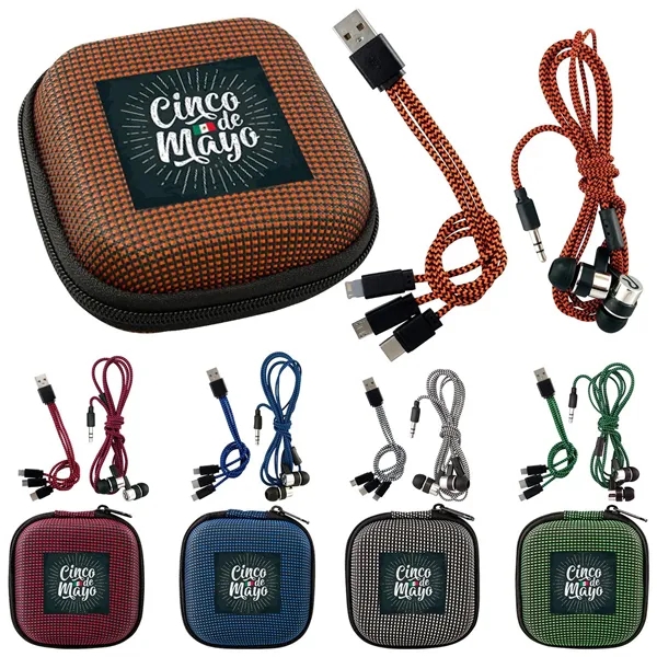 TEXTURED CHARGING CABLE EAR BUD KIT - TEXTURED CHARGING CABLE EAR BUD KIT - Image 0 of 13