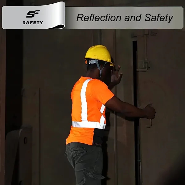 High Visibility Safety Reflective T-Shirts Quick Dry Orange - High Visibility Safety Reflective T-Shirts Quick Dry Orange - Image 2 of 3