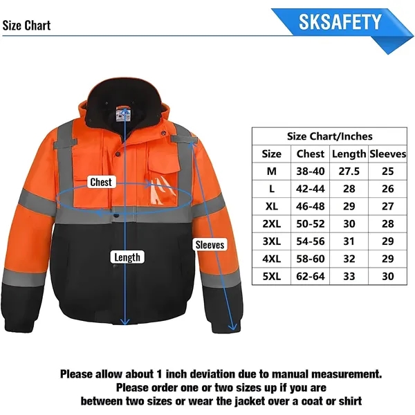 Hi-Vis Reflective Jackets for Men, Waterproof Class 3 Safety - Hi-Vis Reflective Jackets for Men, Waterproof Class 3 Safety - Image 1 of 3