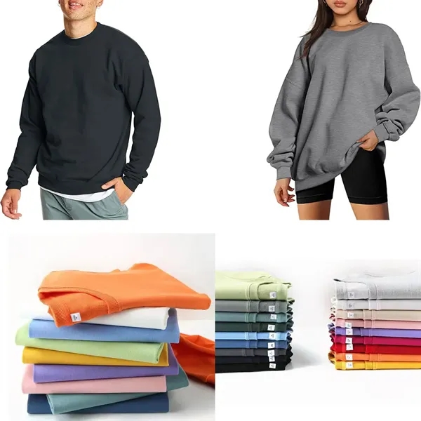 Round Crew Neck Long Sleeve Loose Breathable Sweatshirt - Round Crew Neck Long Sleeve Loose Breathable Sweatshirt - Image 2 of 2