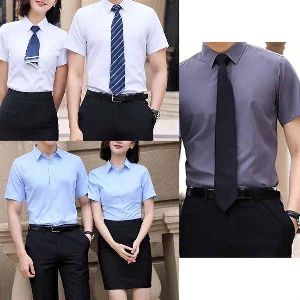 Short Sleeve Dress Shirt Regular Fit Cotton Solid - Short Sleeve Dress Shirt Regular Fit Cotton Solid - Image 2 of 2