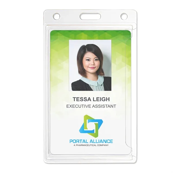 Vertical 1-Card Economy Frosted Rigid Plastic Badge Holders - Vertical 1-Card Economy Frosted Rigid Plastic Badge Holders - Image 0 of 2