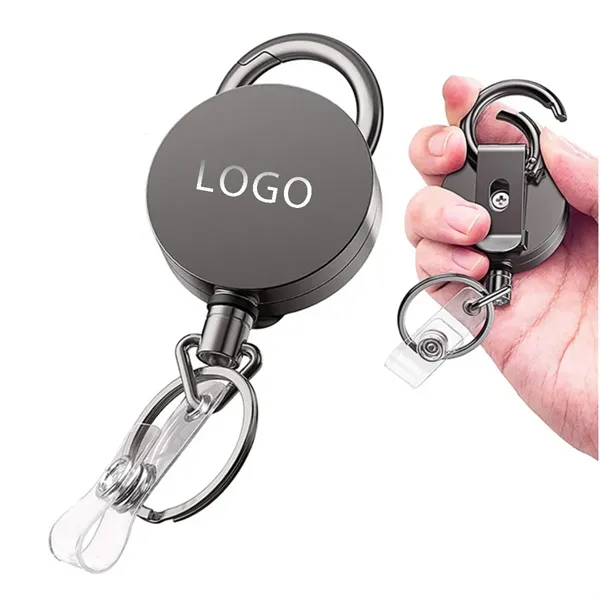 Retractable ID Badge Holder Reel Belt Clip Key Chain Ring