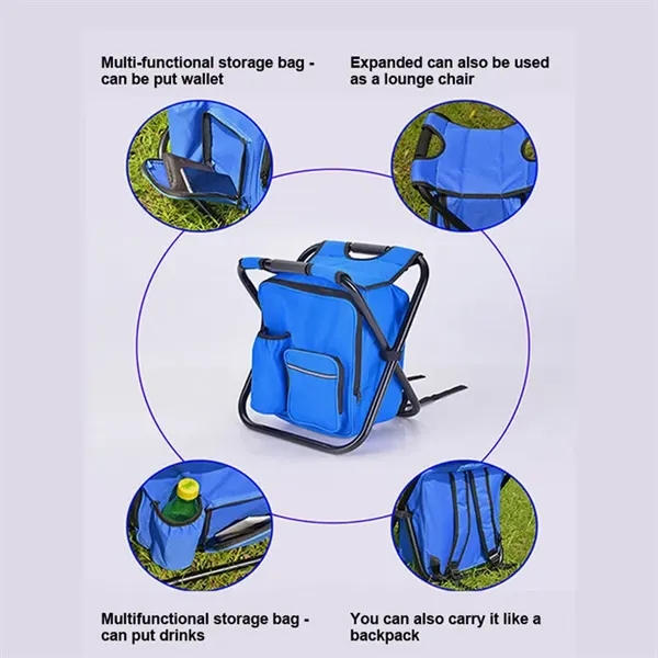 Portable Folding Camping Chair Backpack Cooler Bag - Portable Folding Camping Chair Backpack Cooler Bag - Image 3 of 11