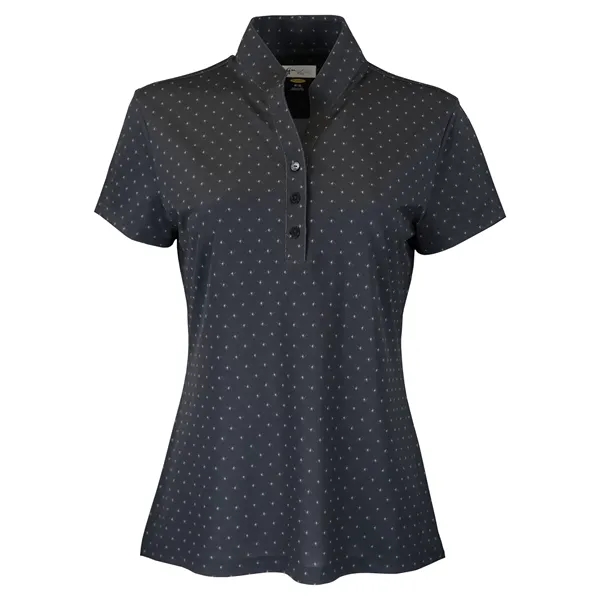 Women's Greg Norman Micro Pique Spinner Print Polo - Women's Greg Norman Micro Pique Spinner Print Polo - Image 0 of 3
