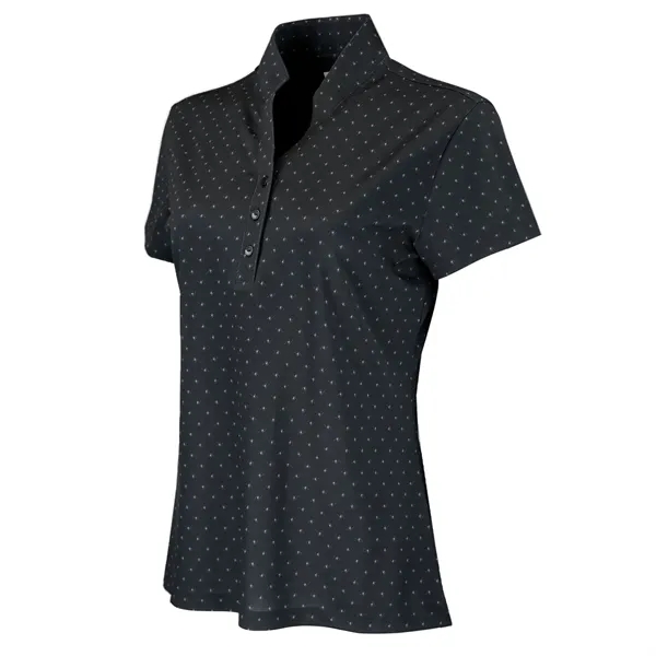 Women's Greg Norman Micro Pique Spinner Print Polo - Women's Greg Norman Micro Pique Spinner Print Polo - Image 1 of 3