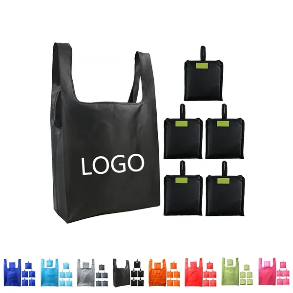 T-Shirt Style Folding Shopping Tote Bags With Pouch - T-Shirt Style Folding Shopping Tote Bags With Pouch - Image 0 of 7