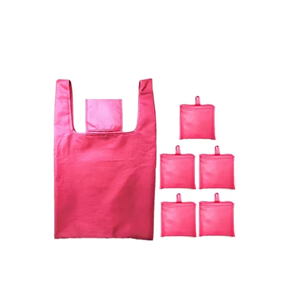 T-Shirt Style Folding Shopping Tote Bags With Pouch - T-Shirt Style Folding Shopping Tote Bags With Pouch - Image 2 of 7