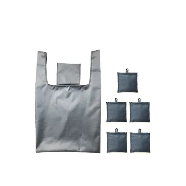 T-Shirt Style Folding Shopping Tote Bags With Pouch - T-Shirt Style Folding Shopping Tote Bags With Pouch - Image 7 of 7