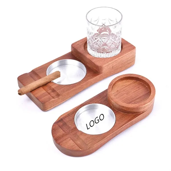 Whiskey Glass Tray And Cigar Ashtray Coaster - Whiskey Glass Tray And Cigar Ashtray Coaster - Image 0 of 3