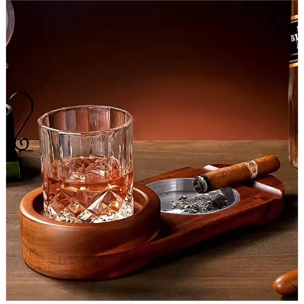 Whiskey Glass Tray And Cigar Ashtray Coaster - Whiskey Glass Tray And Cigar Ashtray Coaster - Image 3 of 3