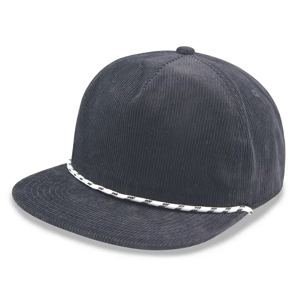 5 Panel Unstructed Corduroy Snapback Rope Hat - 5 Panel Unstructed Corduroy Snapback Rope Hat - Image 4 of 8
