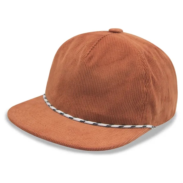 5 Panel Unstructed Corduroy Snapback Rope Hat - 5 Panel Unstructed Corduroy Snapback Rope Hat - Image 5 of 8