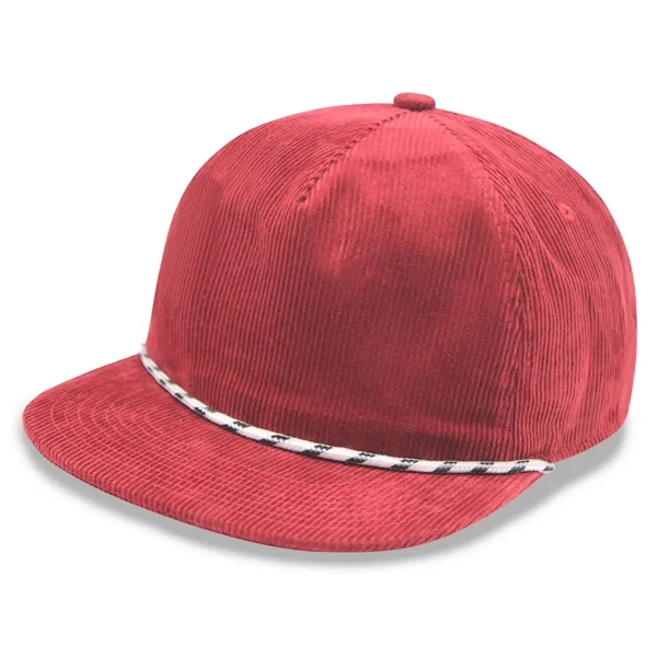 5 Panel Unstructed Corduroy Snapback Rope Hat - 5 Panel Unstructed Corduroy Snapback Rope Hat - Image 7 of 8