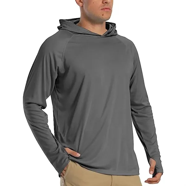 REPREVE® Men's Recycled Performance Thumbhole Hoodie T-Shirt - REPREVE® Men's Recycled Performance Thumbhole Hoodie T-Shirt - Image 12 of 15