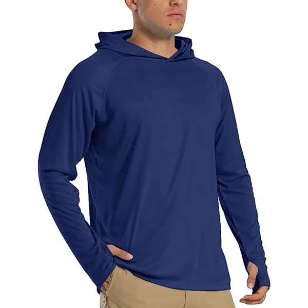 REPREVE® Men's Recycled Performance Thumbhole Hoodie T-Shirt - REPREVE® Men's Recycled Performance Thumbhole Hoodie T-Shirt - Image 15 of 15