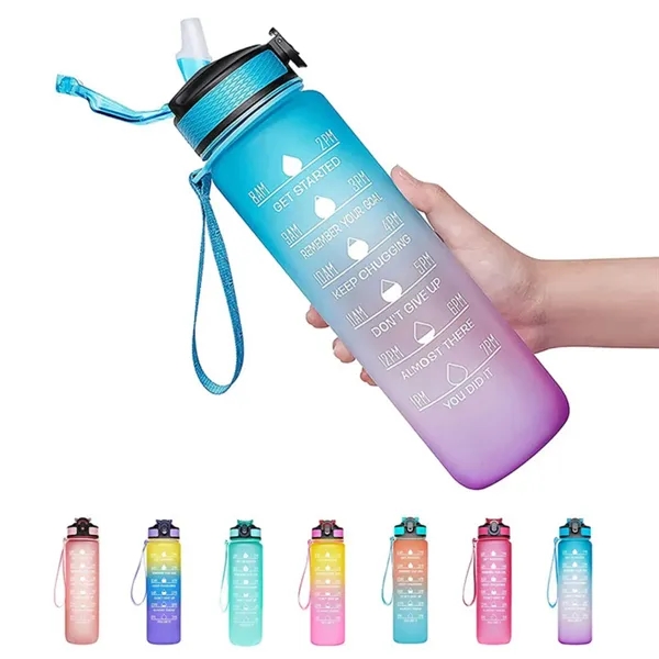 32 oz Leakproof BPA Free Motivational Drinking Water Bottle