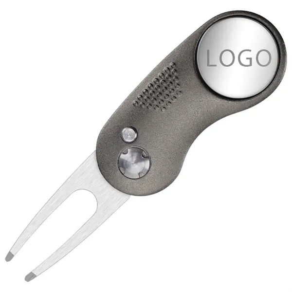 Foldable Golf Divot Repair Tool with Magnetic Ball Marker - Foldable Golf Divot Repair Tool with Magnetic Ball Marker - Image 0 of 1