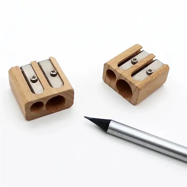 Eco-Friendly Double Holes Beech Wood Pencil Sharpener - Eco-Friendly Double Holes Beech Wood Pencil Sharpener - Image 2 of 2