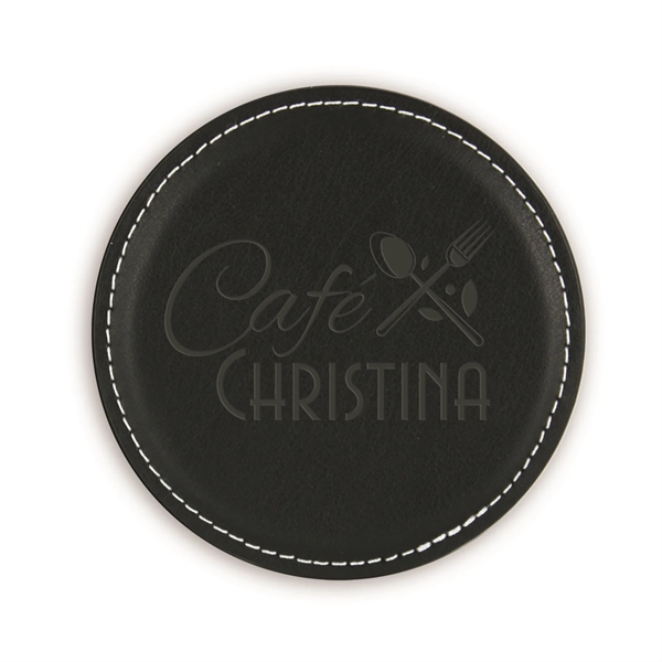 Vintage Leather Round Coaster - Vintage Leather Round Coaster - Image 1 of 4