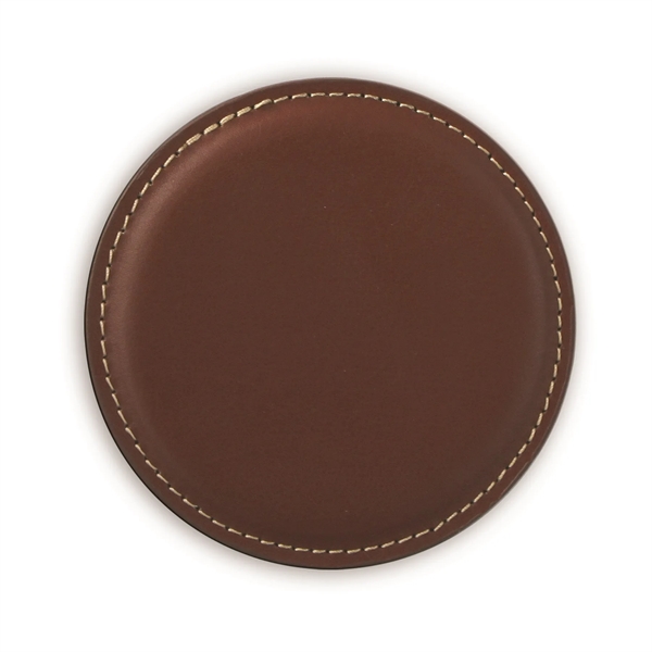 Vintage Leather Round Coaster - Vintage Leather Round Coaster - Image 4 of 4