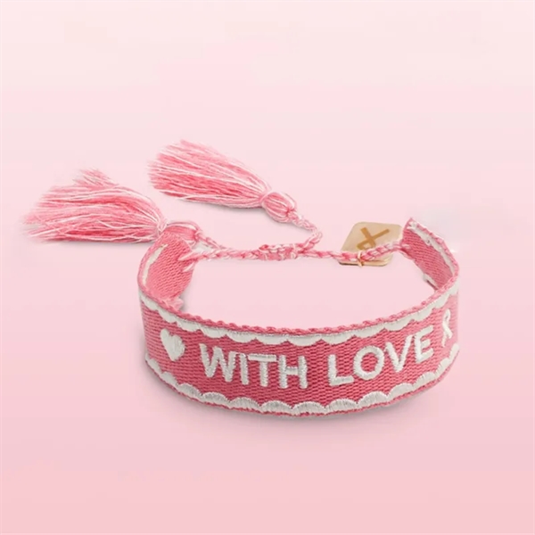 Embroidery Bracelet Woven Wristband With Tassels - Embroidery Bracelet Woven Wristband With Tassels - Image 0 of 2